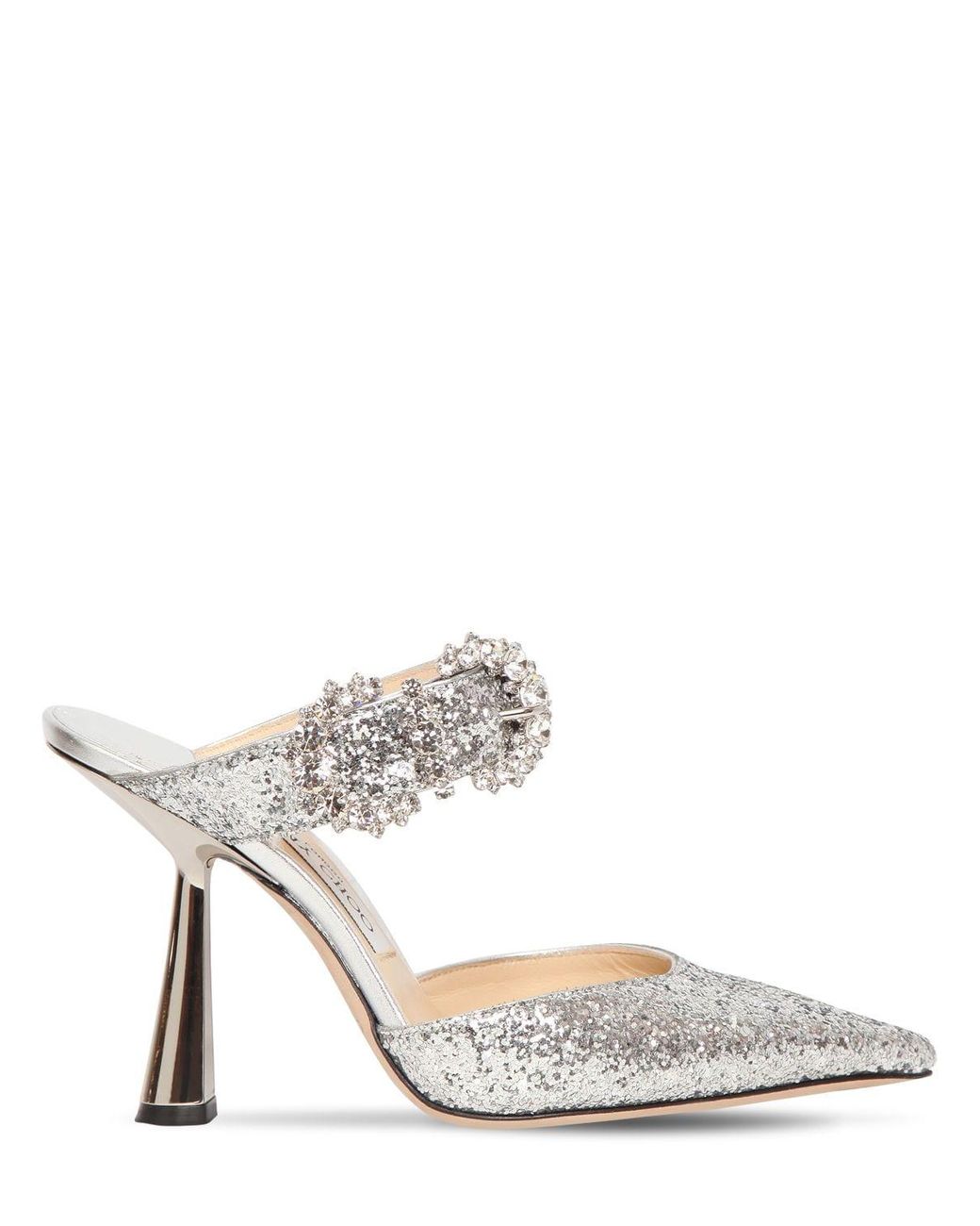 Jimmy Choo 100mm Smokey Embellished Glitter Mules in Metallic - Lyst