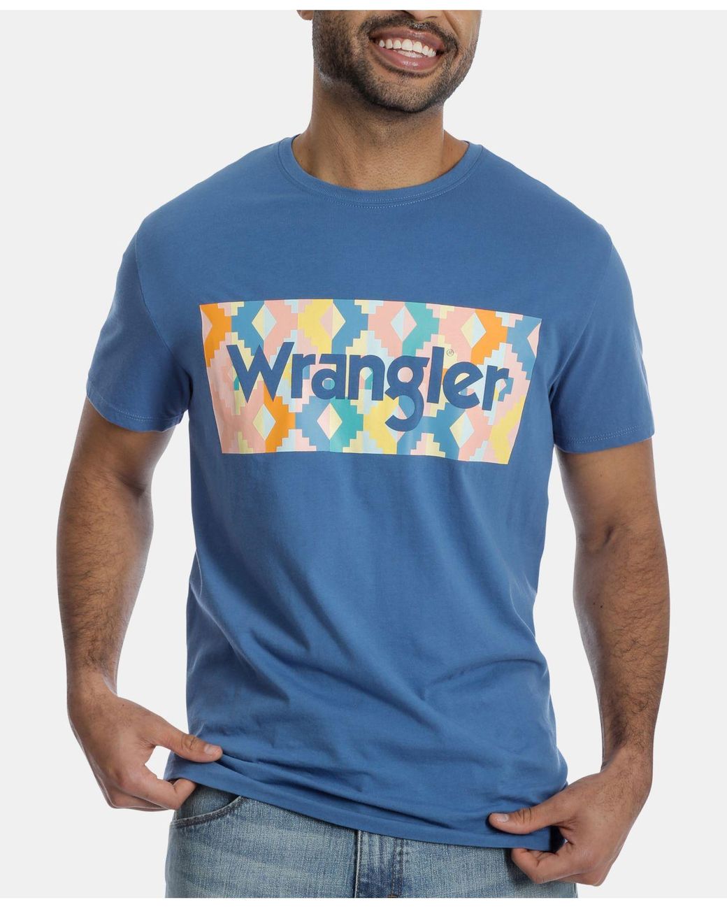 Wrangler Logo Graphic T-shirt in Blue for Men - Lyst