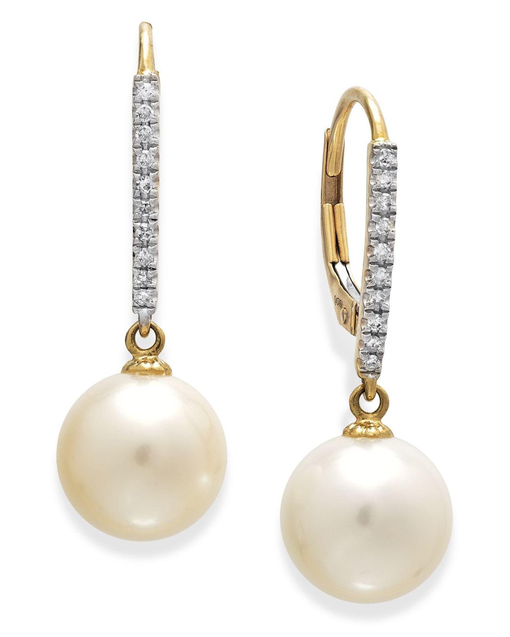 Lyst - Macy'S 14k White Gold Earrings, Cultured Freshwater Pearl (10mm ...