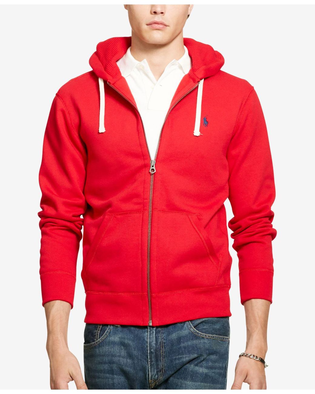 Lyst - Polo Ralph Lauren Hoodie, Full Zip Hooded Fleece in Red for Men