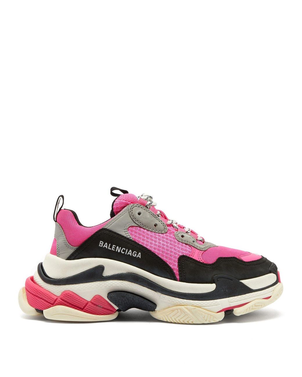 Balenciaga 'triple S' Stack Midsole Mesh Sneakers in Pink - Save 27% - Lyst