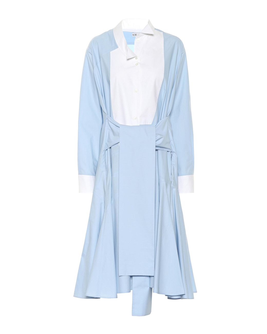 Loewe Asymmetric Cotton Shirt Dress in Blue - Lyst