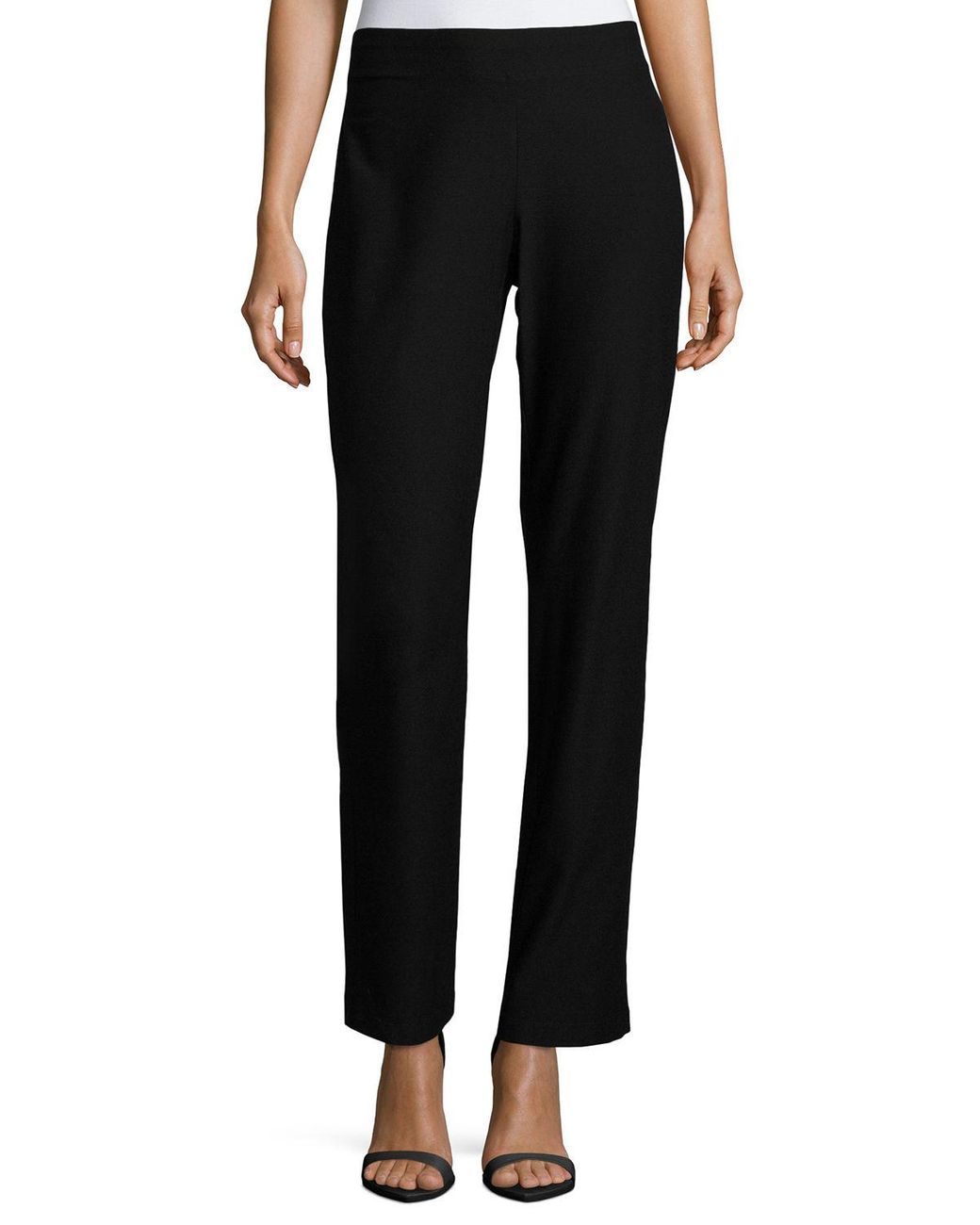 Lyst - Eileen Fisher Washable-crepe Boot-cut Pants Petite in Black ...