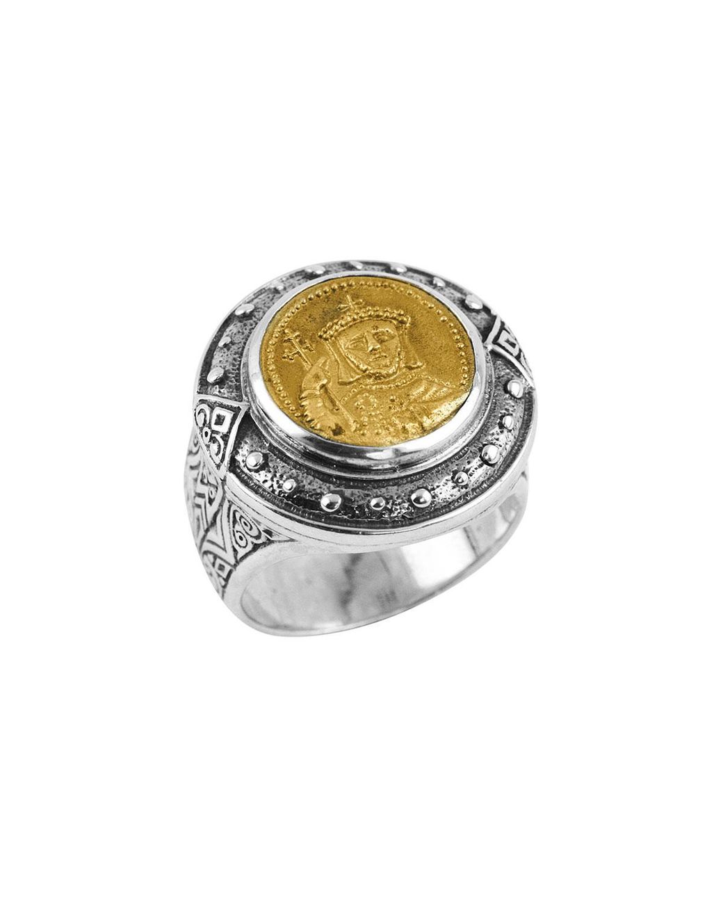 Lyst Konstantino Mens Byzantium Sterling Silver And Bronze Coin Ring