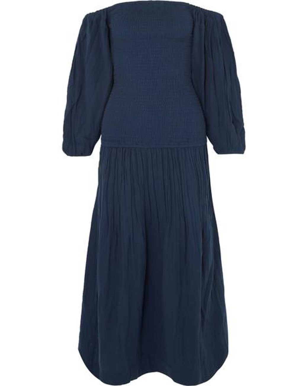 RHODE Harper Off the shoulder Smocked Cotton gauze Maxi Dress In Navy 