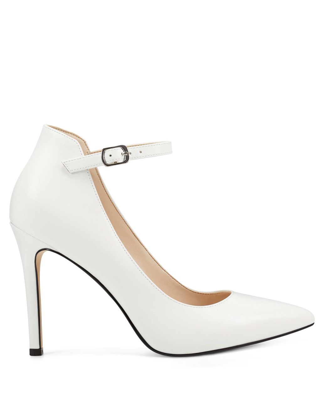 Nine West Tressa Ankle Strap Pumps in White Leather (White) - Lyst