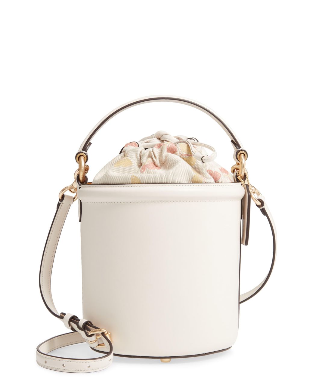 COACH Leather Drawstring Bucket Bag in White Lyst