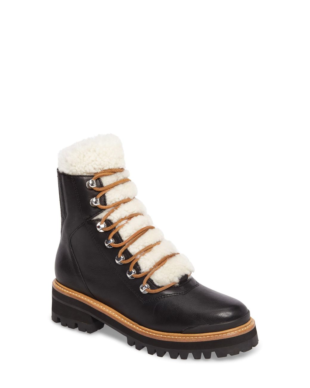izzie genuine shearling lace up boot marc fisher ltd