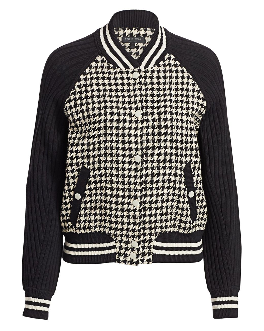 houndstooth bomber jacket womens