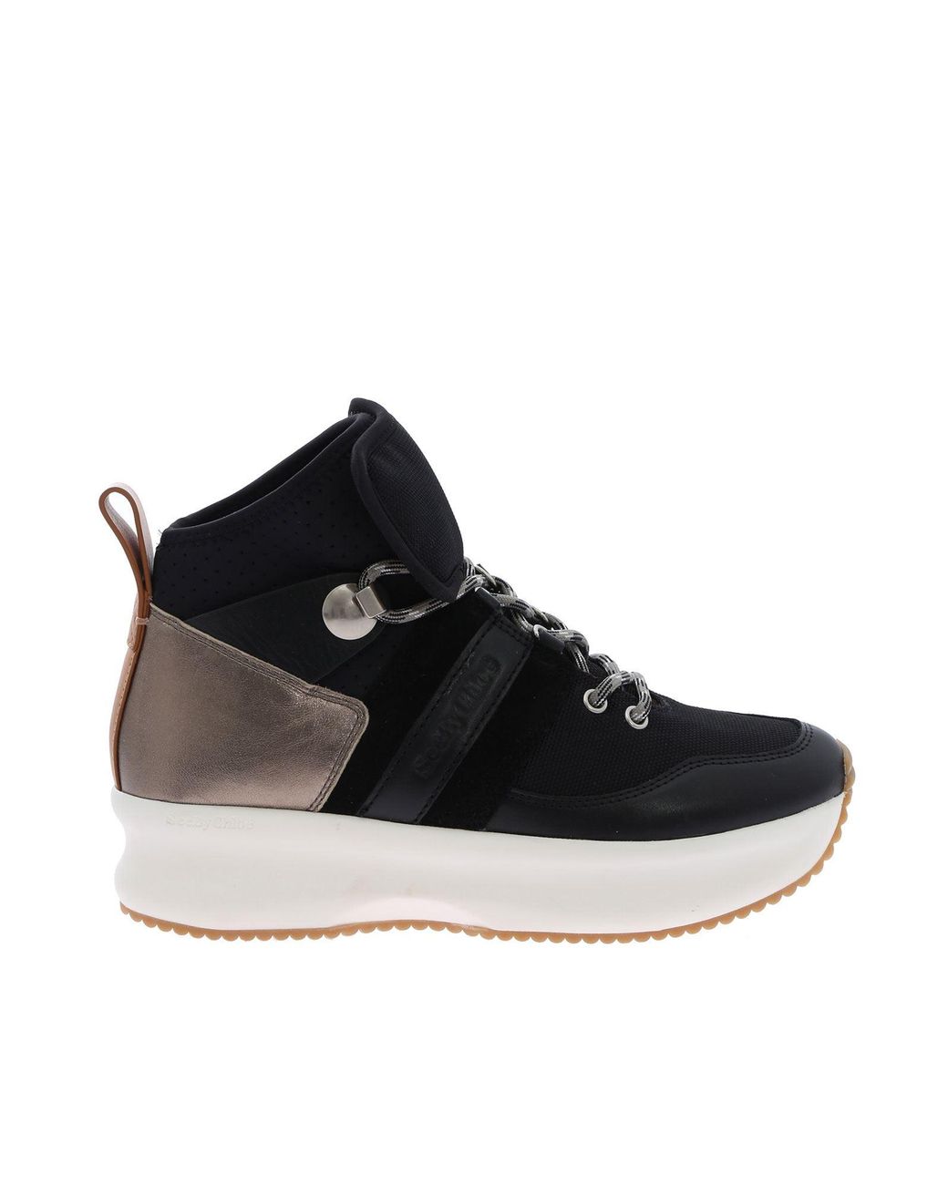 See By Chloé Black Leather Atena Sneakers - Lyst