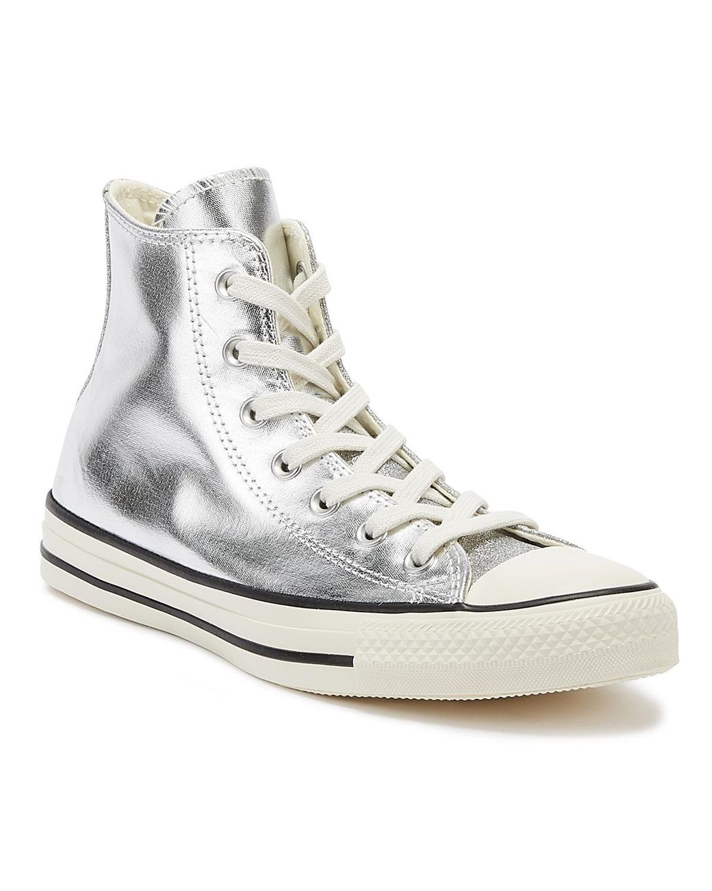 converse cuir argent femme