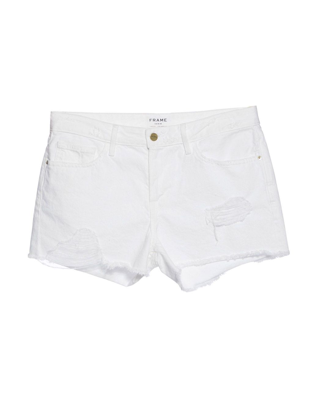 FRAME Denim Shorts in White - Lyst