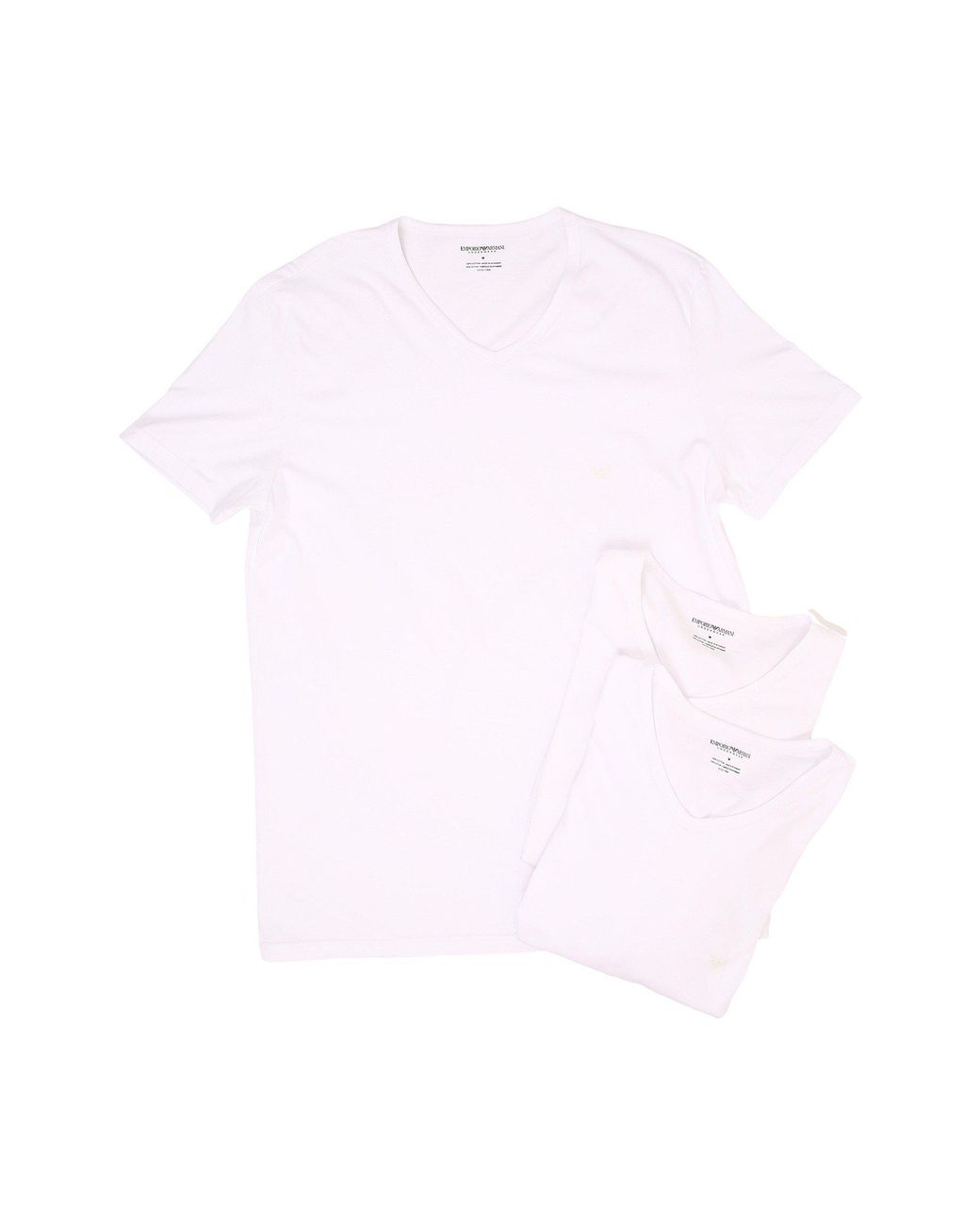 Lyst - Emporio Armani 3-pack V-neck T-shirt (white/grey Melange/navy) Men's T Shirt in White for 