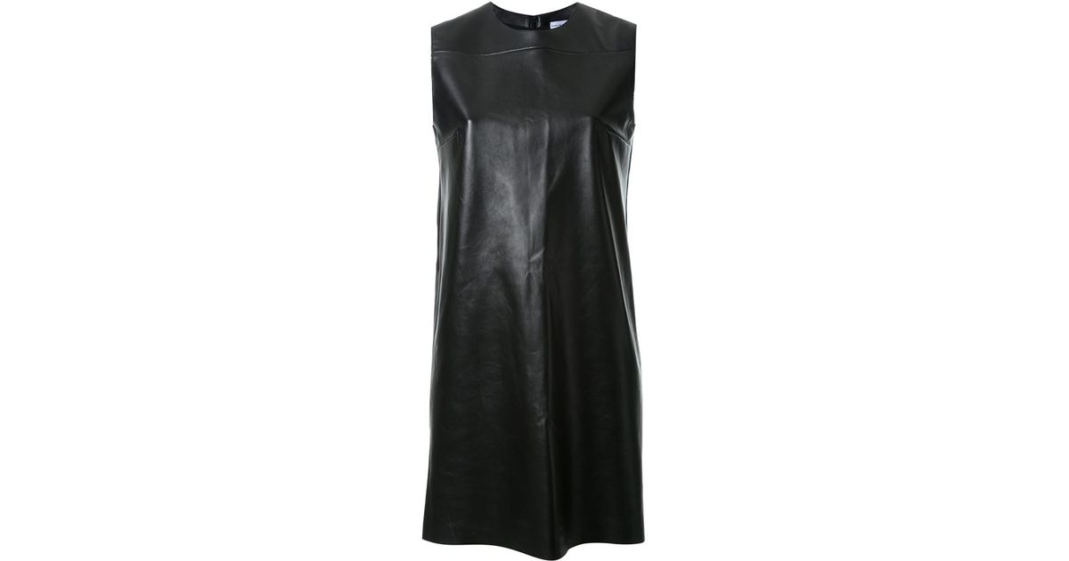 Scanlan theodore Leather Shift Dress in Black | Lyst
