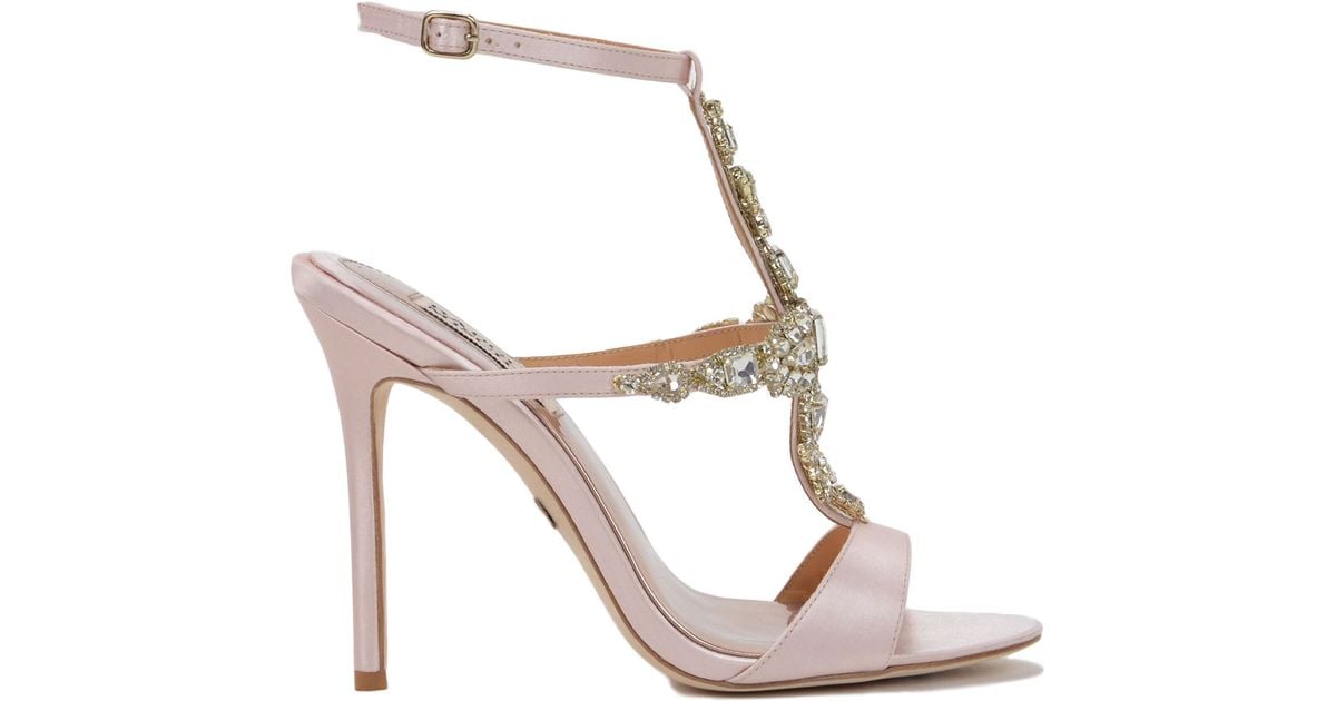 Badgley mischka Simone T-strap Evening Shoe in Pink | Lyst
