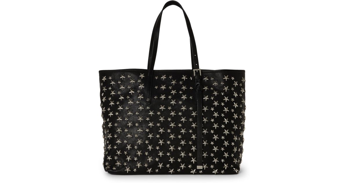 Lyst Jimmy Choo Black Silver Star Studded Sasha Tote In