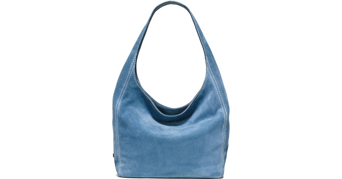 Lyst Michael Kors Lena Large Suede Shoulder Bag In Blue