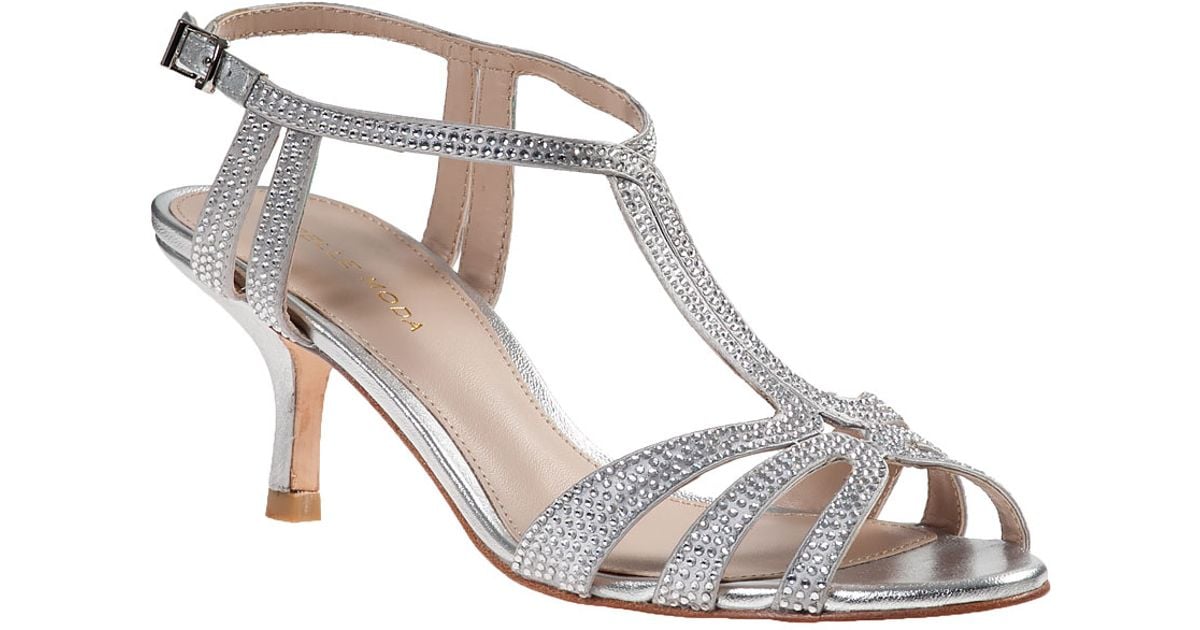 Pelle moda Anisa Evening Sandal Silver Satin in Metallic | Lyst