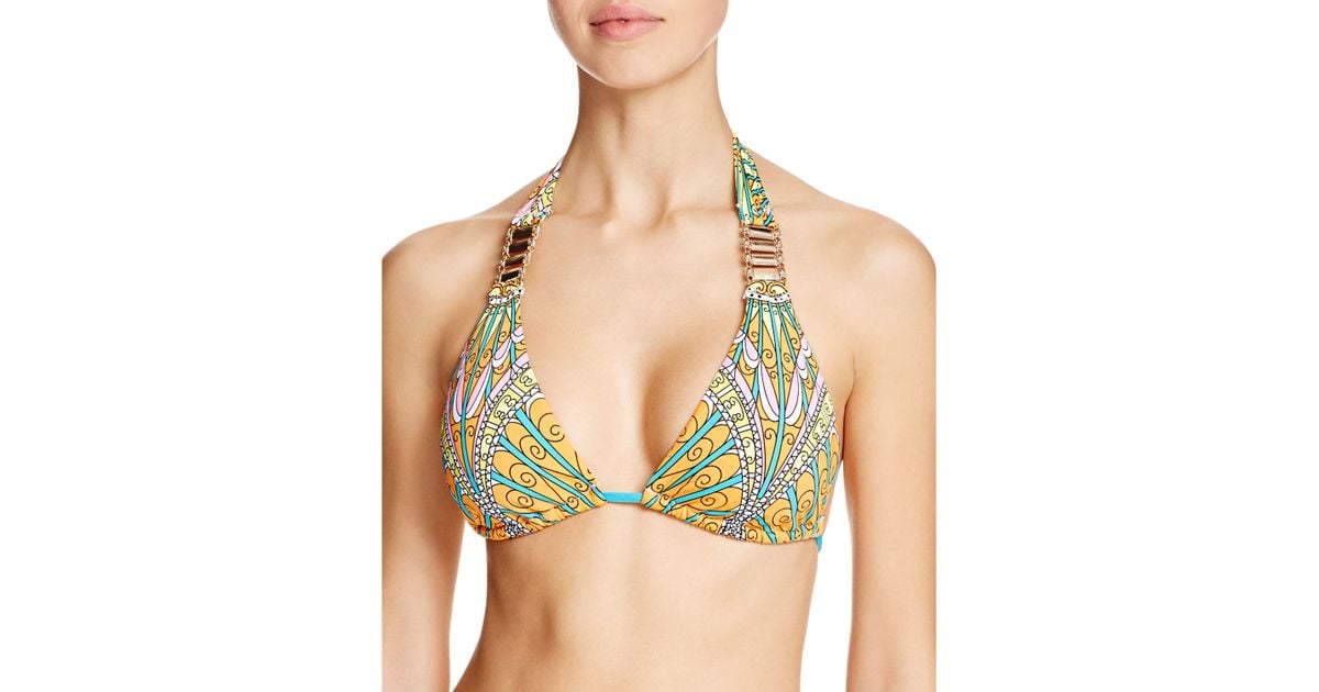 lyst triangle top in orange lyst triangle top in orange