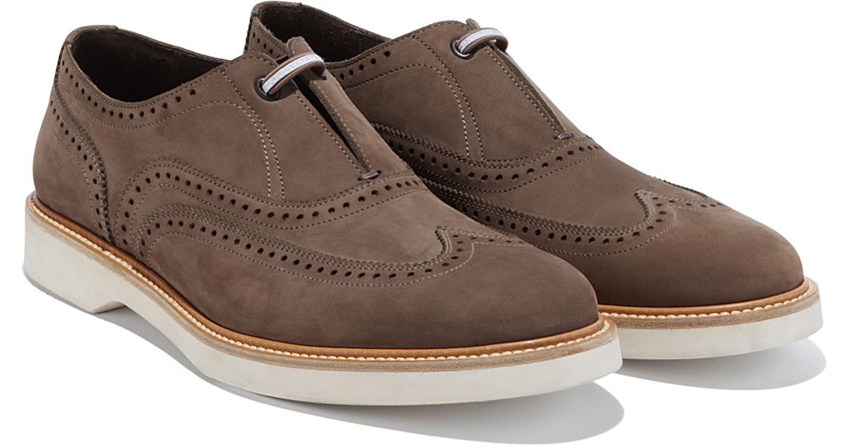 Ferragamo Wingtip Slipon Shoe in Gray for Men (Grey) Lyst