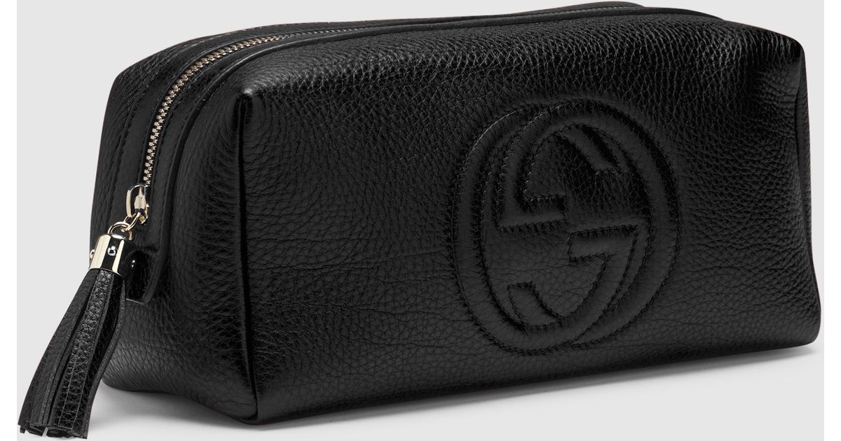Lyst Gucci Soho Large Black Leather Cosmetic Bag In