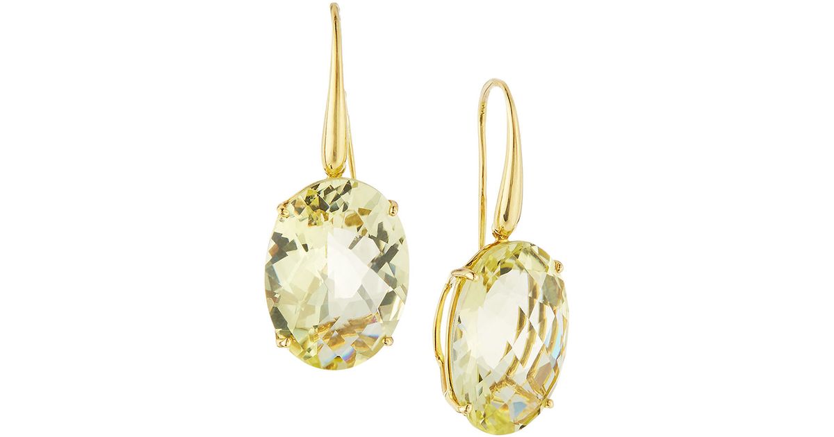Lyst Roberto Coin 18k Lemon Quartz Drop Earrings In Yellow