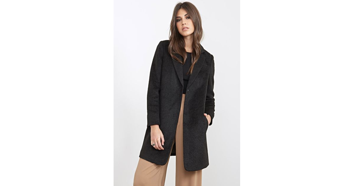 Forever 21 Textured Longline Overcoat In Black Lyst Gallery