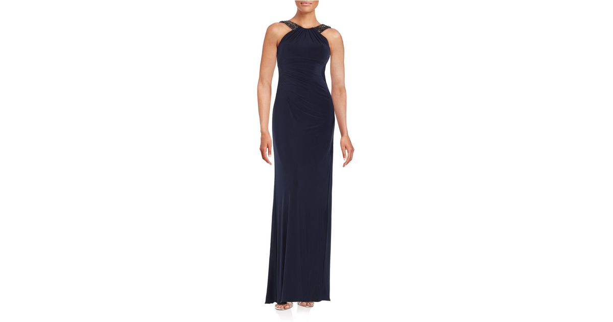 Xscape Blue Beaded Dress