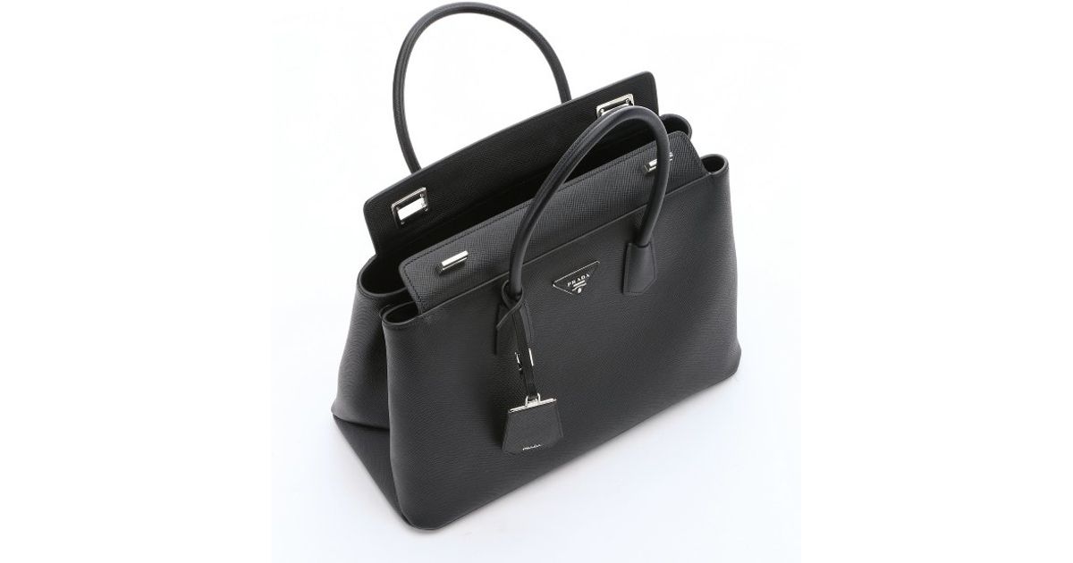 Lyst Prada Black Leather Structured Tote Bag In
