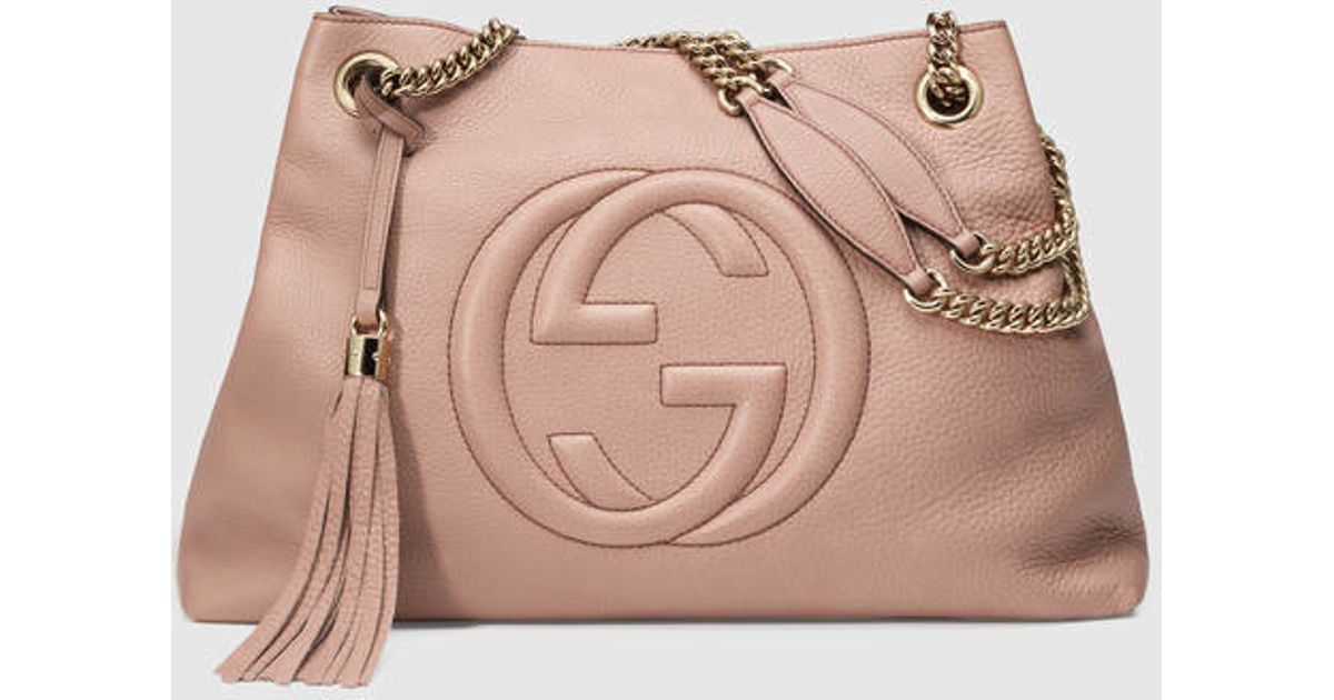 Gucci Soho Leather Shoulder Bag in Pink (light pink leather) | Lyst