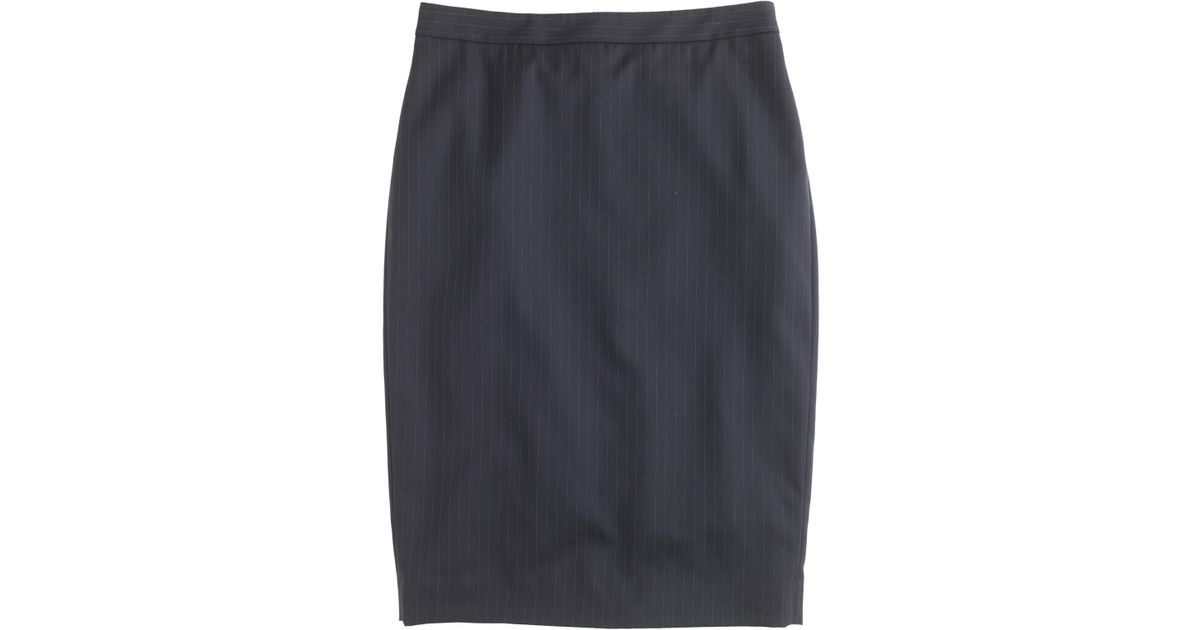 J.crew Petite Pencil Skirt In Pinstripe Super 120s Wool in Blue - Save