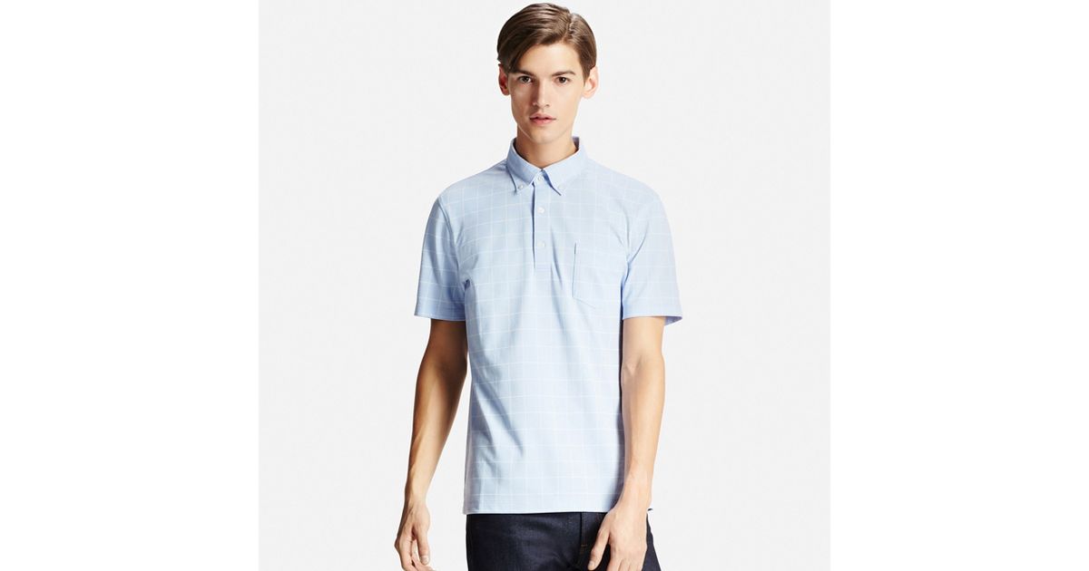  Uniqlo  Men s Dry Button  down  Collar Polo  Shirt in Blue for 