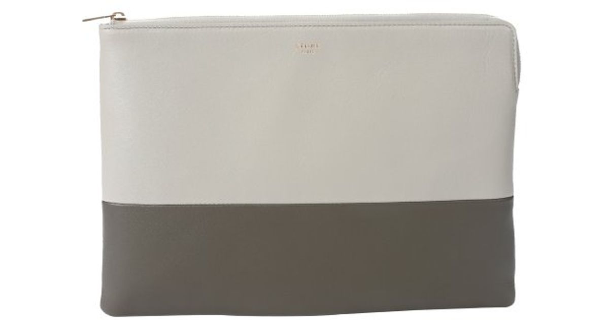 Cline Grey and Brown Leather Colorblock Clutch in Gray (grey) | Lyst  