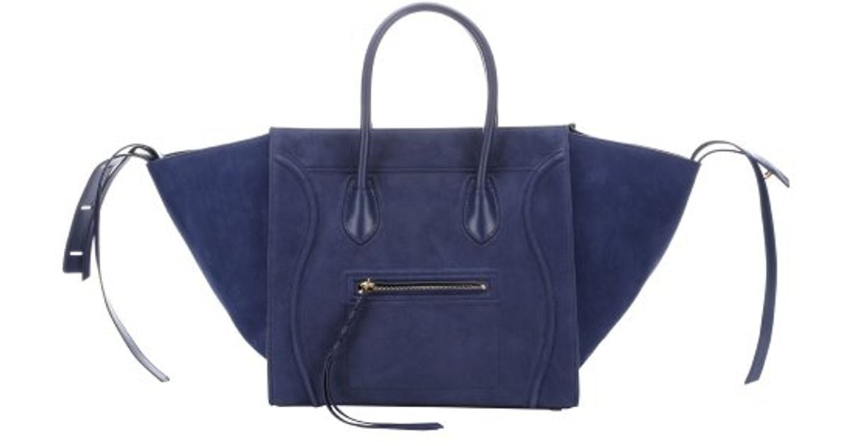 Cline Navy Blue Suede Phantom Large Trapeze Tote Bag in Blue ...