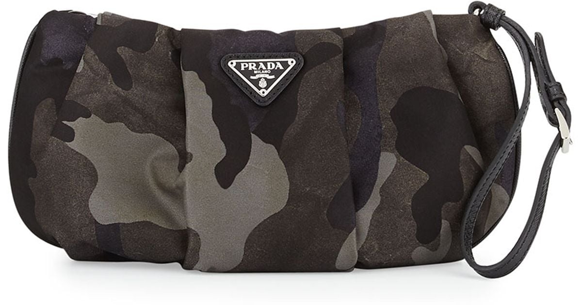 Prada Tessuto Camouflage Wristlet Bag in Gray (Gray Multi (Fumo ...
