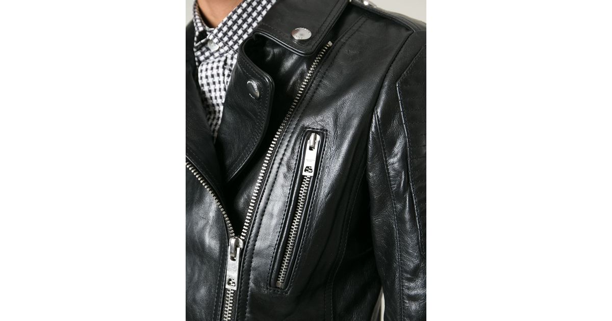 Burberry Brit Black Ribbed Panel Biker Jacket Lyst