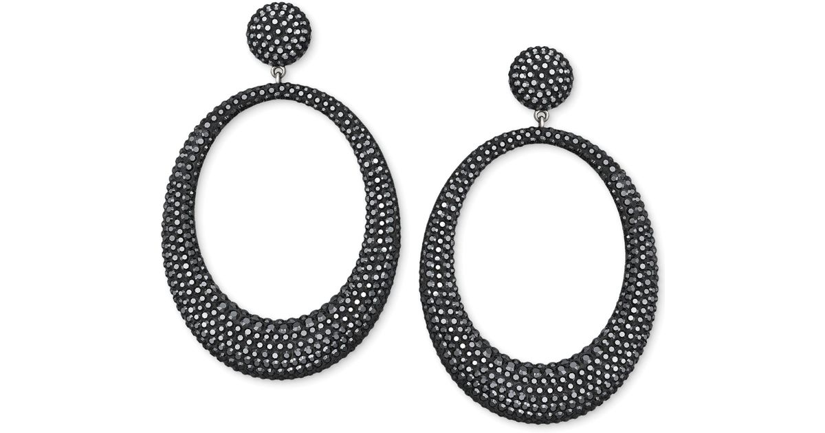 Lyst Swarovski Hemae Tone Crystal Large Hoop Drop Earring In Black