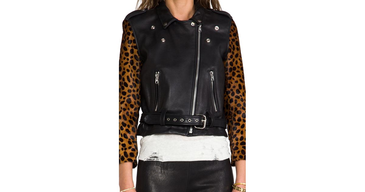 Lyst Laer Shrunken Leather Moto Jacket In Black