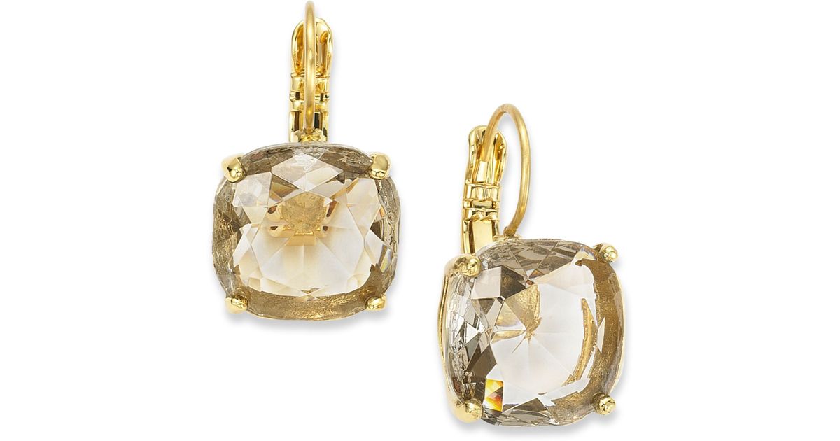 Lyst Kate Spade New York 12k Gold Plated Black Diamond Crystal Lyst Kate Spade New York 12k Gold Plated Black Diamond Crystal Square Leverback Earrings In Metallic