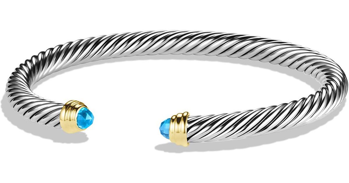 Lyst - David Yurman Cable Classics Bracelet With Blue Topaz And Gold in