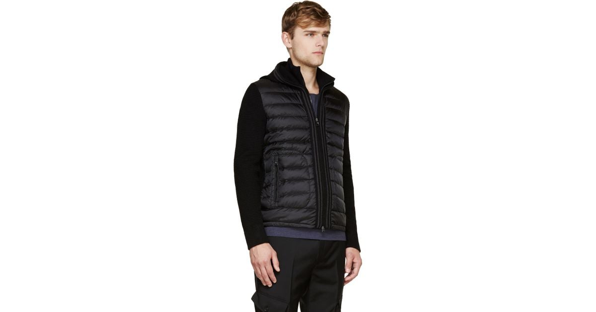 moncler black insulated knit hoodie moncler black insulated knit hoodie