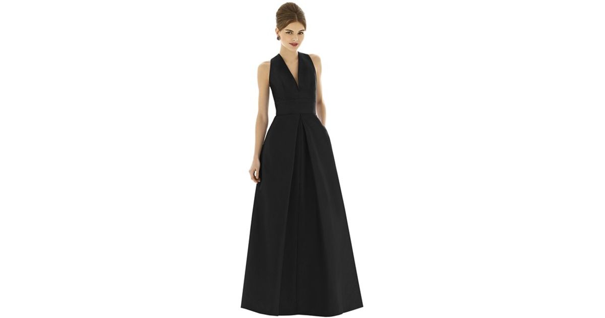 V neck dupioni evening gown alfred sunglasses