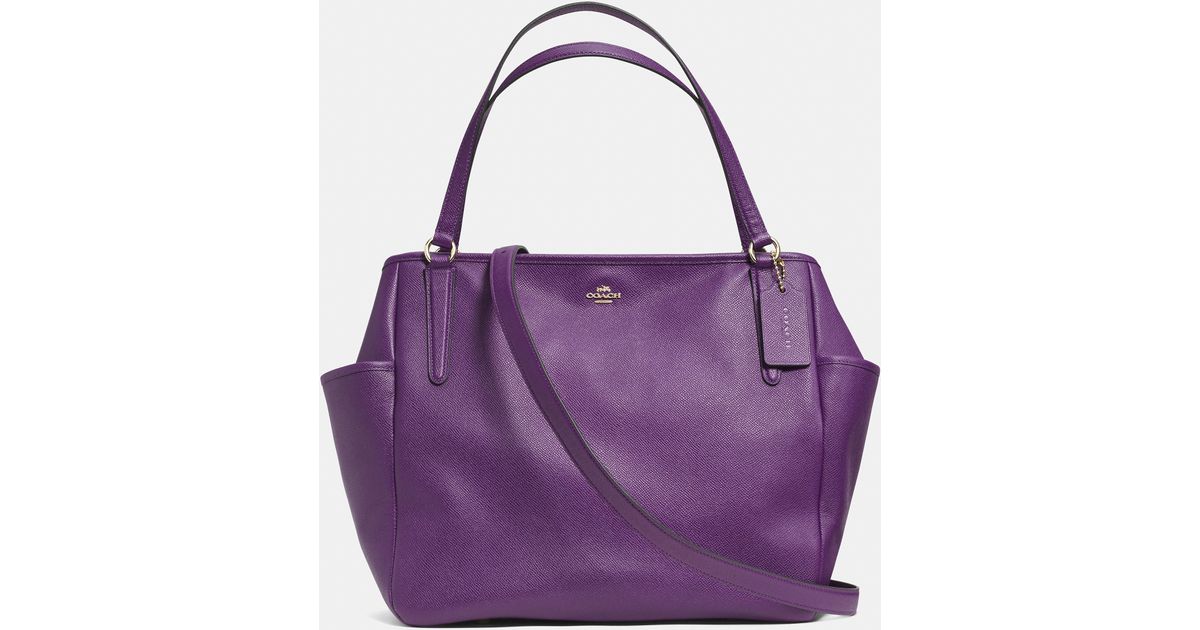 Coach Purple Baby Bag Tote In Embossed Textured Leather Lyst