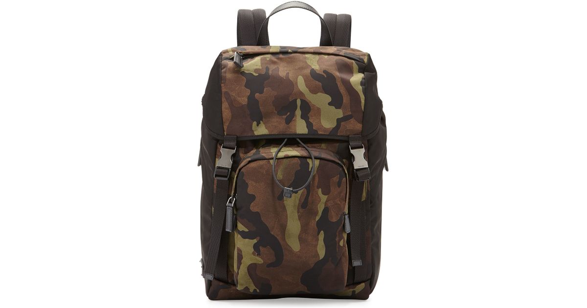 Prada Men\u0026#39;s Camouflage-print Nylon Backpack in Multicolor for Men ...  