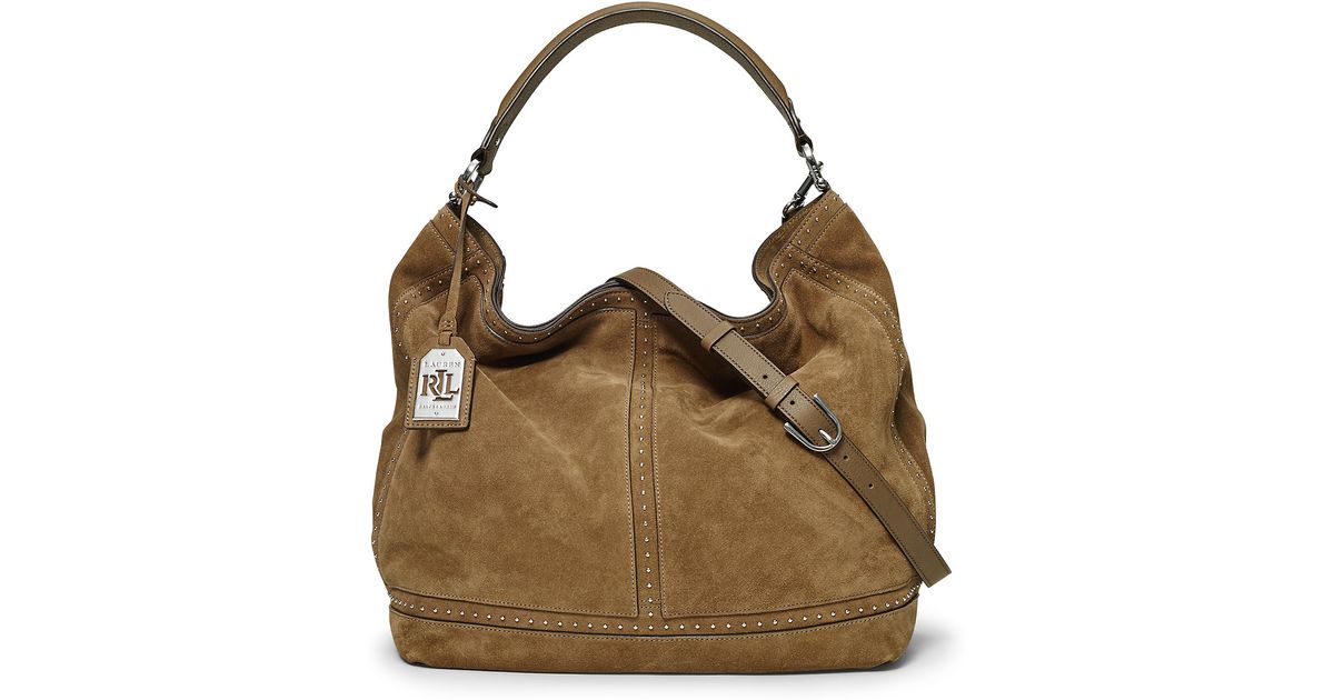 Ralph Lauren Brown Bastwick Suede Hobo Bag