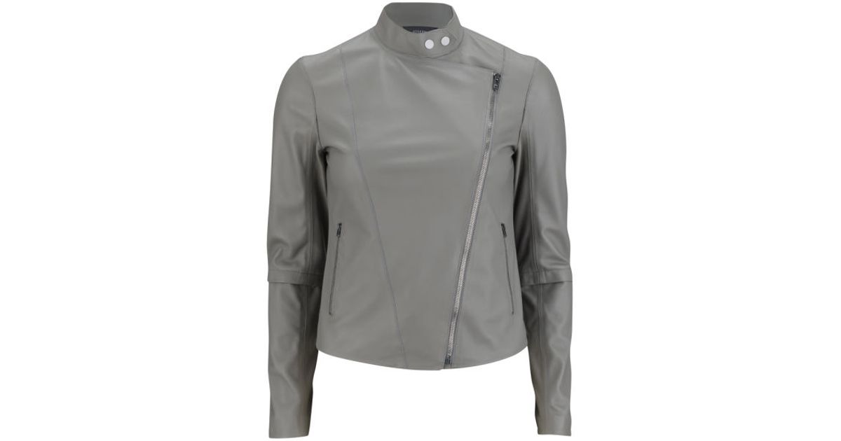 Joseph Womens New Alpha Leather Jacket In Gray For Men Lyst