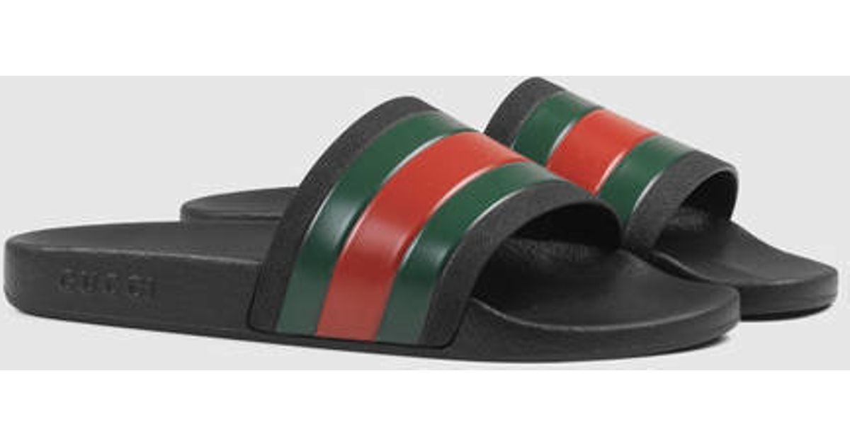 Gucci Rubber Slide Sandal in Black for Men | Lyst