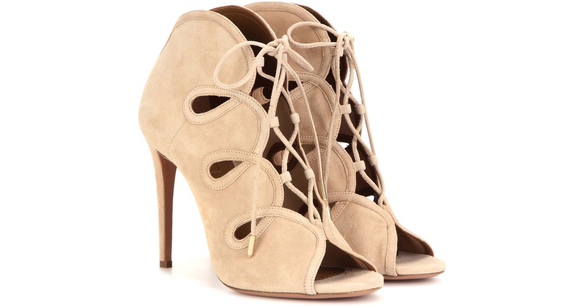 Aquazzura French Kiss 105 Suede Peeptoe Ankle Boots in