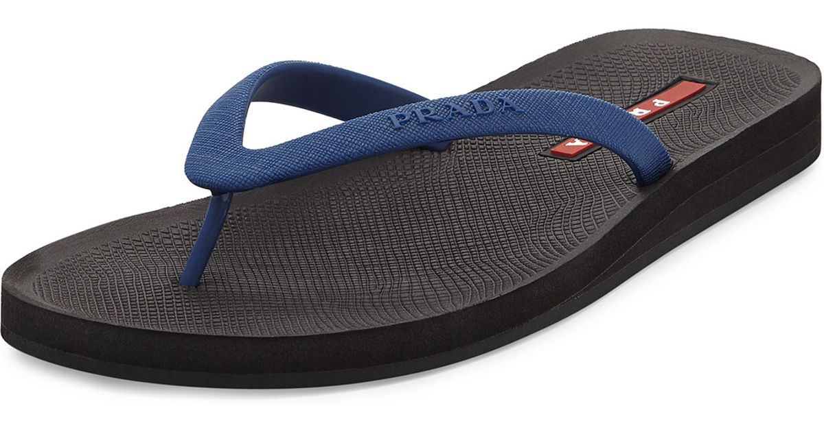 prada saffiano flip flops