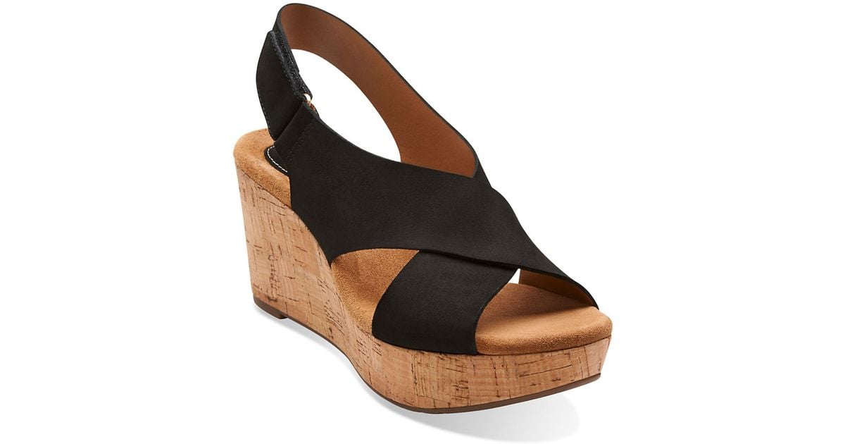 Clarks Caslynn Shae Wedge Sandals in Black Lyst
